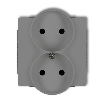 Mechanizm gniazda podwójnego do ramki bez uziemienia 2x2P z przesłonami torów Karlik seria DECO 27DGPR-2p kolor szary mat