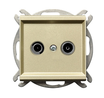 Gniazdo RTV przelotowe 10-dB seria SONATA kolor Szampański złoty symbol GPA-10RP/m/39