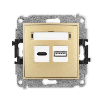 Mechanizm ładowarki USB podwójnej USB C + USB A, 20W max. Karlik seria MINI 29MCUSB-8 kolor złoty