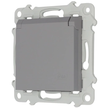 Gniazdo hermetyczne pojedyncze z/u GPH-1BLZ/m bez ramki, wieczko popiel mat kolor Popiel mat seria Bella