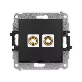 Mechanizm gniazda głośnikowego pojedynczego, bez pola opisowego typu banan - czerwony i czarny, pozłacany, 4 mm2, skręcany Karlik seria ICON 12IGGBO-4 kolor czarny mat