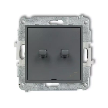 Mechanizm łącznika jednobiegunowego ze schodowym wspólne zasilanie w stylu amerykańskim Karlik seria MINI 28MWPUS-10.1 kolor grafitowy mat