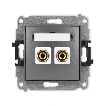 Mechanizm gniazda głośnikowego pojedynczego typu banan - czerwony i czarny, pozłacany, 4 mm2, do lutowania Karlik seria MINI 11MGG-3 kolor grafitowy