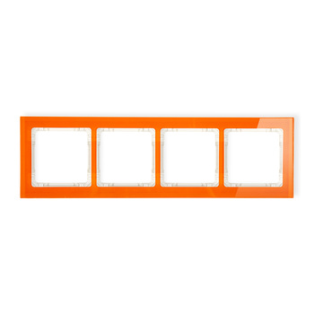 Ramka uniwersalna poczwórna - efekt szkła ramka: pomarańczowa; spód: beżowy Karlik seria DECO 13-1-DRS-4 kolor pomarańczowy
