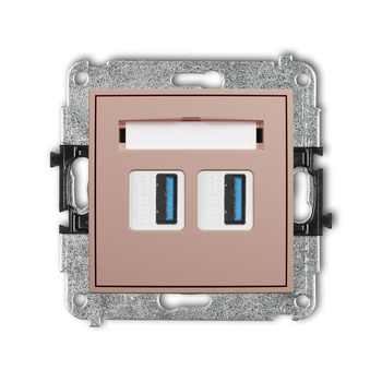 Mechanizm gniazda podwójnego 2xUSB A-A 3.0 Karlik seria ICON 62IGUSB-6 kolor łososiowy