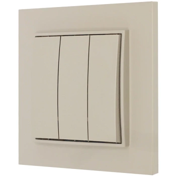 Włącznik potrójny z ramką prostą seria MINI kolor taupe