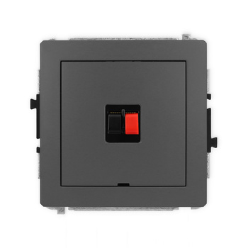 Mechanizm gniazda głośnikowego pojedynczego, bez pola opisowego Karlik seria DECO 28DGGBO-1 kolor grafitowy mat