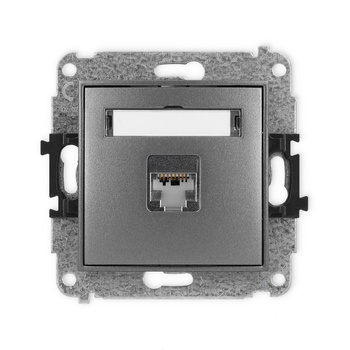 Mechanizm gniazda komputerowego pojedynczego 1xRJ45, kat. 5e, ekranowany, 8-stykowy Karlik seria ICON 11IGK-1e kolor grafitowy