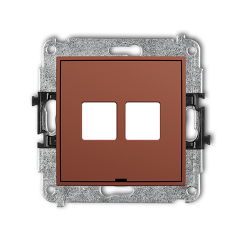 Mechanizm gniazda multimedialnego podwójnego bez modułu, bez pola opisowego standard Keystone Karlik seria ICON 63IGMBO-2P kolor terakota