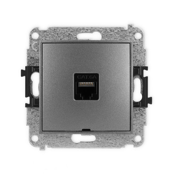 Mechanizm gniazda komputerowego pojedynczego 1xRJ45, kat. 6A, 8-stykowy, bez pola opisowego Karlik seria ICON 11IGKBO-7 kolor grafitowy