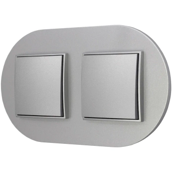 Dwa włączniki pojedyncze z ramką okrągłą seria MINI kolor srebrny