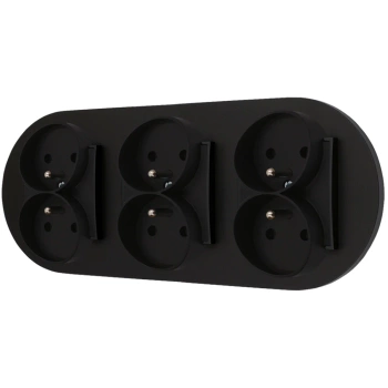 Trzy gniazda podwójne z ramką okrągłą seria MINI kolor czarny mat