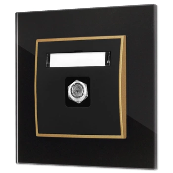 Gniazdo antenowe 1x z ramką kwadratową efekt szkła seria ICON kolor czarny/złoty