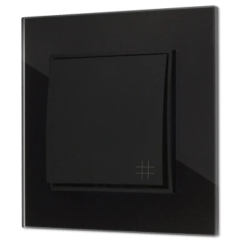 Włącznik krzyżowy z ramką kwadratową efekt szkła seria ICON kolor czarny