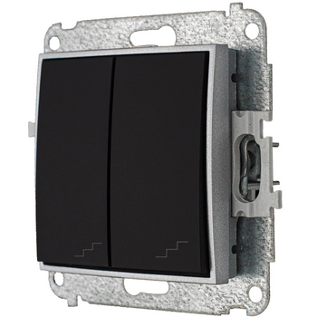 Włącznik schodowy podwójny bez ramki kolor czarny mat/srebrny