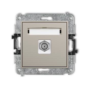 Mechanizm gniazda antenowego pojedynczego typu F SAT niklowany Karlik seria ICON 60IGF-1 kolor taupe