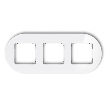 Ramka uniwersalna potrójna okrągła - efekt szkła ramka: biała spód: grafitowy mat Karlik seria ICON 0-28-IRSO-3 kolor biały