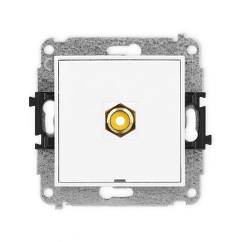 Mechanizm gniazda pojedynczego RCA, bez pola opisowego typu cinch - żółty, pozłacany Karlik seria ICON IGRCABO-1 kolor biały