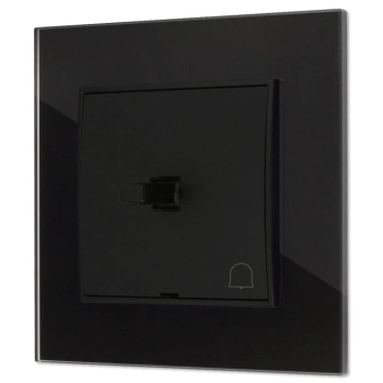 Włącznik dzwonkowy w stylu USA ramka kwadratowa efekt szkła seria ICON kolor czarny