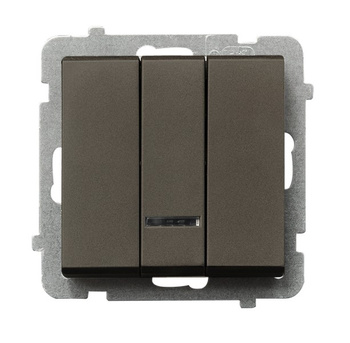 Łącznik potrójny z podświetleniem niebieskim seria SONATA kolor Czekoladowy metalik symbol ŁP-13RS/m/40