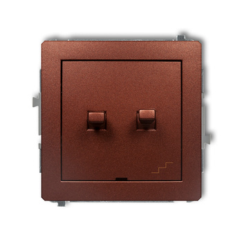 Mechanizm łącznika jednobiegunowego ze schodowym wspólne zasilanie w stylu amerykańskim Karlik seria DECO 9DWPUS-10.1 kolor brązowy metalik