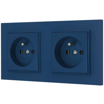 Dwa gniazda pojedyncze z ramką kwadratową seria MINI kolor navy blue