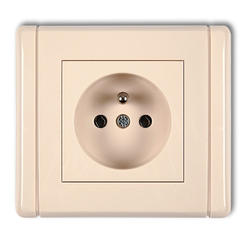 Gniazdo pojedyncze z uziemieniem 2P+Z bez przesłon torów prądowych Karlik seria FLEXI 1FGP-1z kolor beżowy