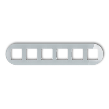 Ramka uniwersalna sześciokrotna okrągła - efekt szkła ramka: szara spód: biały Karlik seria ICON 15-0-IRSO-6 kolor szary