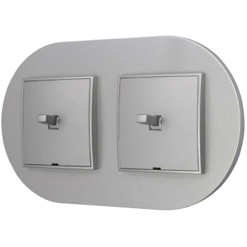 Dwa włączniki pojedyncze w stylu USA ramka okrągła seria Mini kolor srebrny