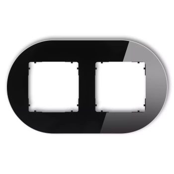 Ramka uniwersalna podwójna okrągła - efekt szkła ramka: czarna; spód: czarny Karlik seria ICON 12-12-IRSO-2 kolor czarny