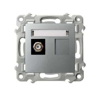 Gniazdo antenowe typu F pojedyncze seria SZAFIR kolor Srebro symbol GPA-1ZF/m/18