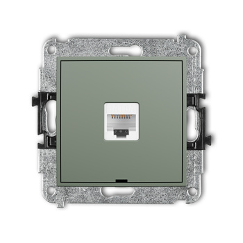 Mechanizm gniazda komputerowego pojedynczego 1xRJ45, kat. 6A, 8-stykowy, bez pola opisowego Karlik seria ICON 61IGKBO-7 kolor szałwiowy