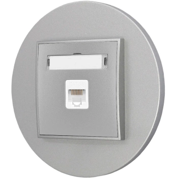 Gniazdo internetowe rj45 1x z ramką okrągłą seria MINI kolor srebrny