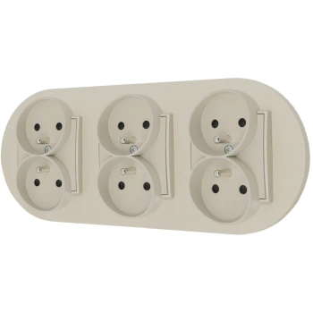 Trzy gniazda podwójne z ramką okrągłą seria MINI kolor taupe