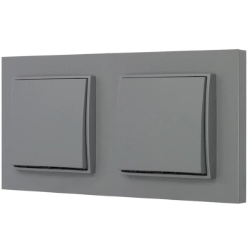Dwa włączniki pojedyncze z ramką prostą seria MINI kolor szary mat