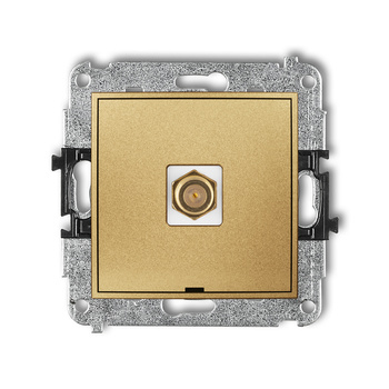 Mechanizm gniazda antenowego pojedynczego typu F SAT pozłacany, bez pola opisowego Karlik seria MINI 29MGFBO-1.1 kolor złoty