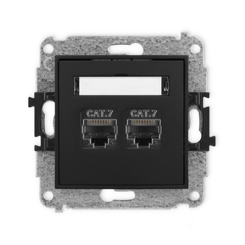 Mechanizm gniazda komputerowego podwójnego 2xRJ45, kat. 7, ekranowany, 8-stykowy Karlik seria ICON 12IGK-10 kolor czarny mat