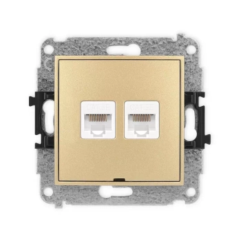 Mechanizm gniazda komputerowego podwójnego 2xRJ45, kat. 5e, 8-stykowy, bez pola opisowego Karlik seria MINI 29MGKBO-2 kolor złoty