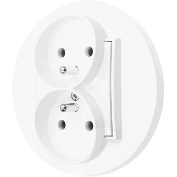 Gniazdo podwójne z ramką okrągłą seria MINI kolor biały