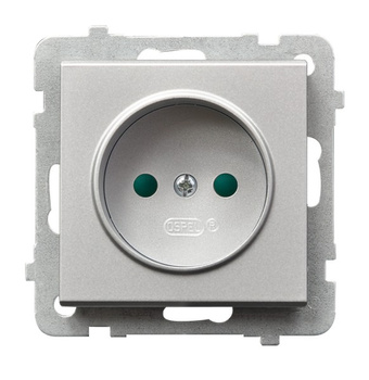 Gniazdo pojedyncze z przesłonami torów prądowych seria SONATA kolor Srebro mat symbol GP-1RP/m/38