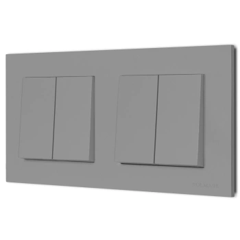 Dwa włączniki podwójne z ramką seria Bella kolor popiel mat