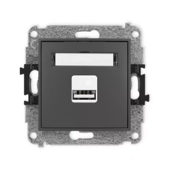 Mechanizm ładowarki USB pojedynczej USB A, 10W max., 5V, 2A Karlik seria ICON 28ICUSB-3 kolor grafitowy mat
