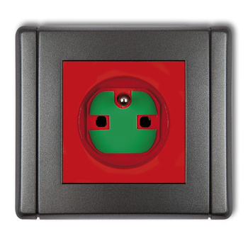 Gniazdo pojedyncze z uziemieniem 2P+Z DATA z kluczem Karlik seria FLEXI 11FGZK kolor czerwony