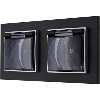 Dwa gniazda hermetyczne karlik mini kolor czarny mat/srebrny 19