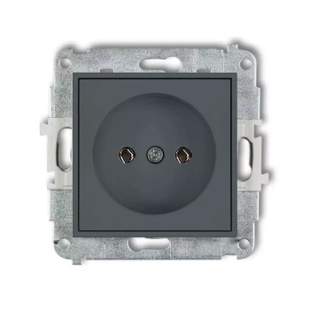 Mechanizm gniazda pojedynczego bez uziemienia 2P bez przesłon torów prądowych Karlik seria MINI 28MGP-1 kolor grafitowy mat