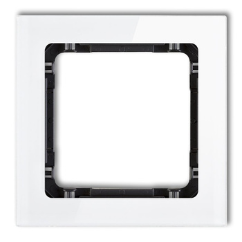 Ramka uniwersalna pojedyncza - efekt szkła ramka: biała; spód: czarny Karlik seria DECO 0-12-DRS-1 kolor biały