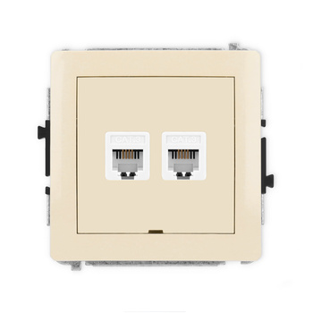 Mechanizm gniazda telefonicznego podwójnego 2xRJ11, 4-stykowy, beznarzędziowe, bez pola opisowego Karlik seria DECO 1DGTBO-2 kolor beżowy