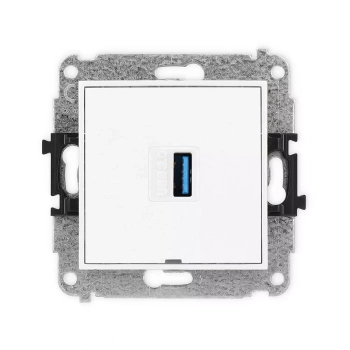 Mechanizm gniazda pojedynczego USB A-A 3.0, bez pola opisowego Karlik seria ICON IGUSBBO-5 kolor biały