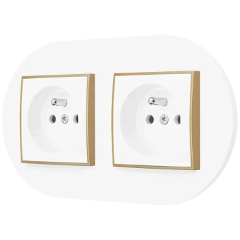 Dwa gniazda pojedyncze z ramką okrągłą seria MINI kolor biały złoty