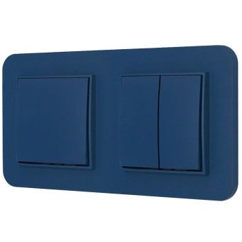 Dwa włączniki pojedynczy i podwójny z ramką zaokrągloną seria MINI kolor navy blue